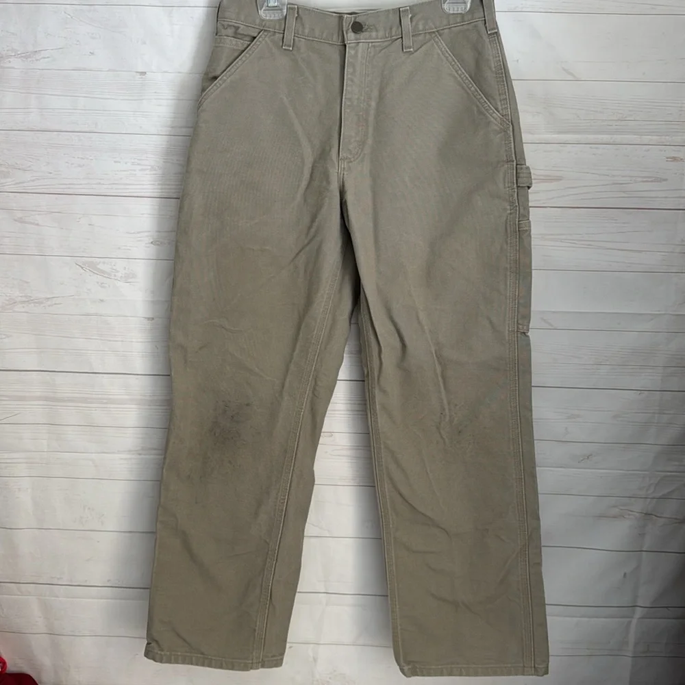 Carhartt Size 31X30 Men's Tan Carpenter Thrashed Work Pants Stained Knees